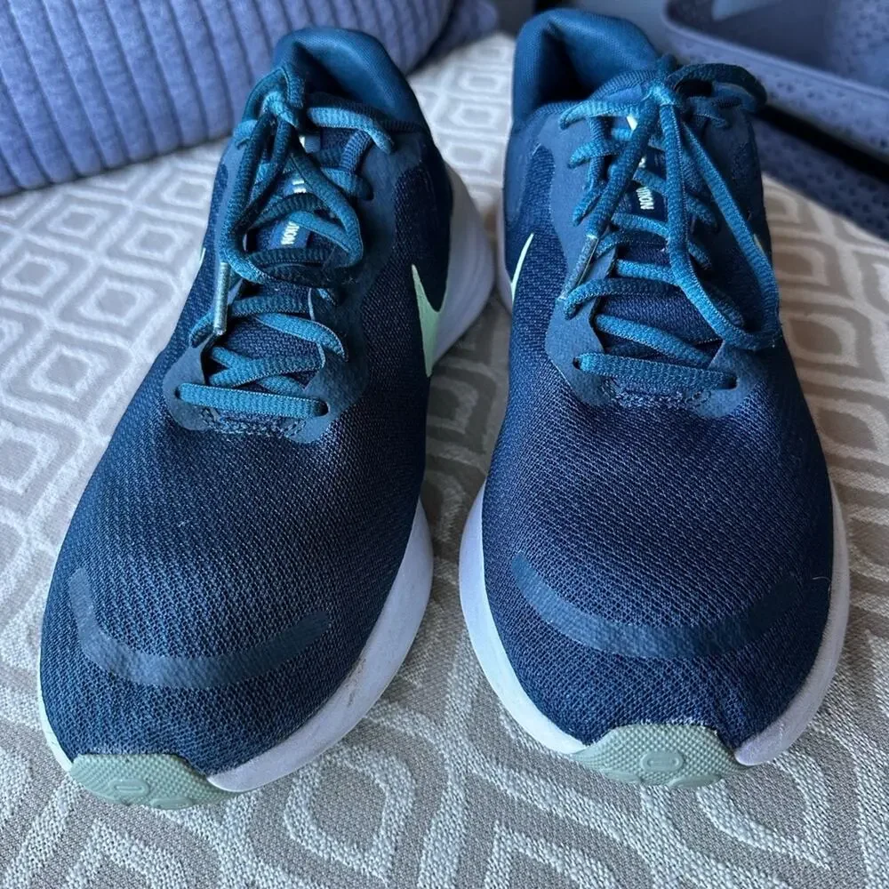 Nike Mens Revolution 7 Running Shoes Size 10.5 FB2207 401 Blue/Green‎